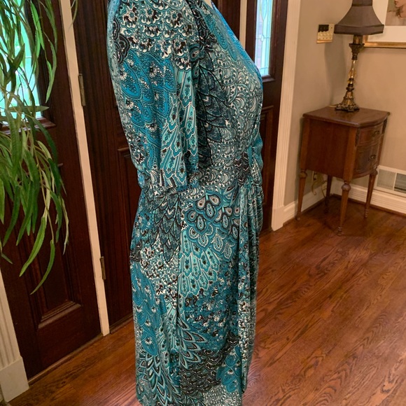 Flattering, blue/green dress. - Picture 4 of 4